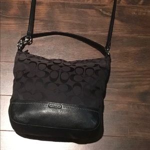 Coach black Jacquard canvas and leather purse